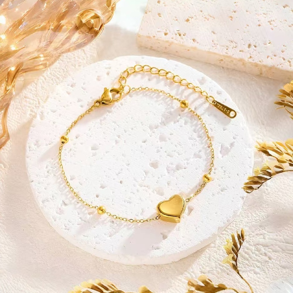 Stainless Steel Gold Plated Heart Bracelet